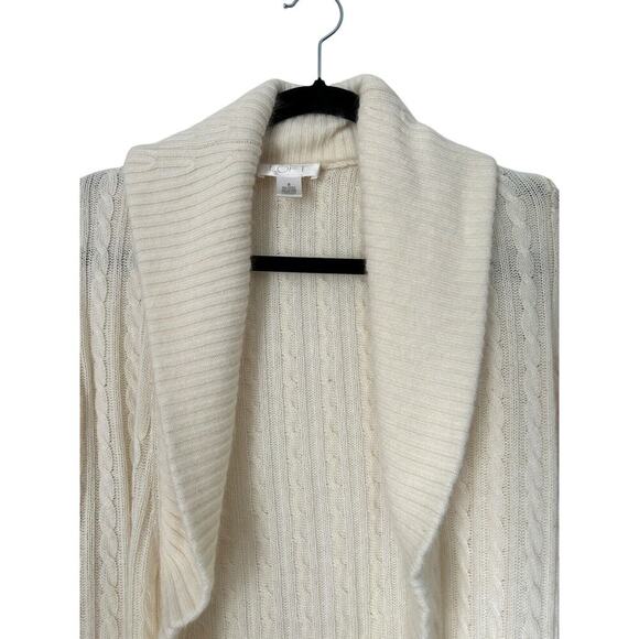 Ann Taylor Loft Sweater Size S Ivory Angora Rabbit Hair Blend Open Cardigan - Picture 3 of 11